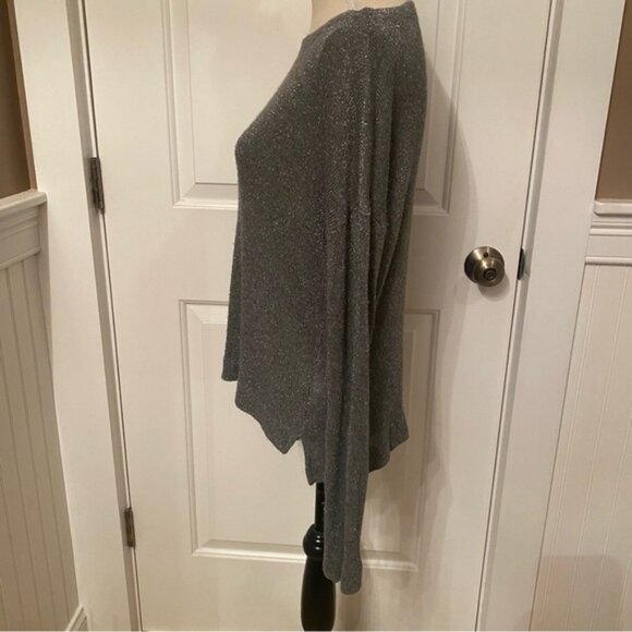 C&C CALIFORNIA TOP LONG SLEEVE TEE SILVER METALLIC BOAT NECK BATEAU SIZE S - Picture 5 of 10